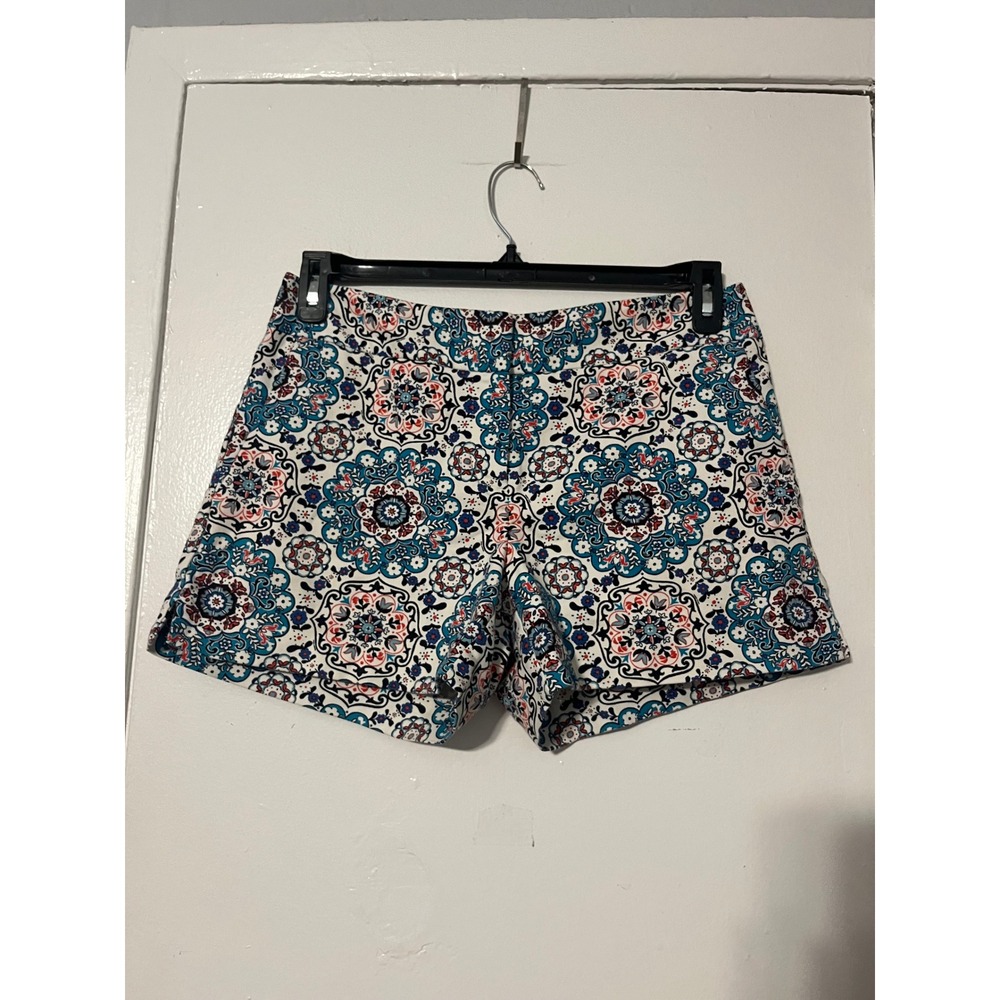 LOFT‎ Womens Blue Red Mandala Medallion Print Cotton Blend Shorts Size 4